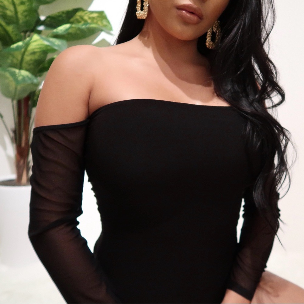 Elegant Black Off-Shoulder Bodysuit